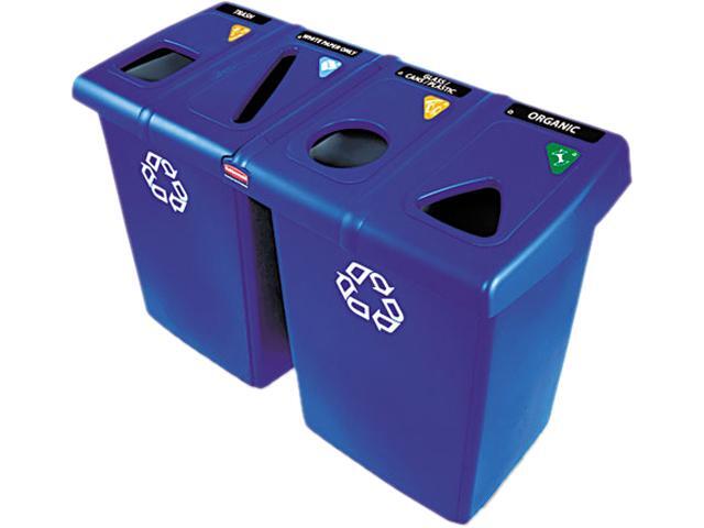 Rubbermaid Commercial 256R73 Glutton Recycling Station Four-Stream 92 Gal Blue