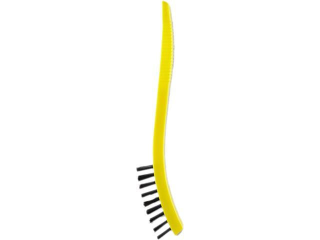 Rubbermaid Commercial Long Handle Scrub 8 Plastic Handle, Gray Handle w/Yellow Bristles