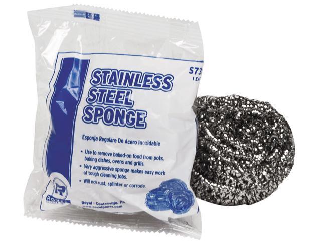 Royal Paper RPP S730 Regular Stainless Steel Sponge Polybagged 150 oz 12 PK 144/CT