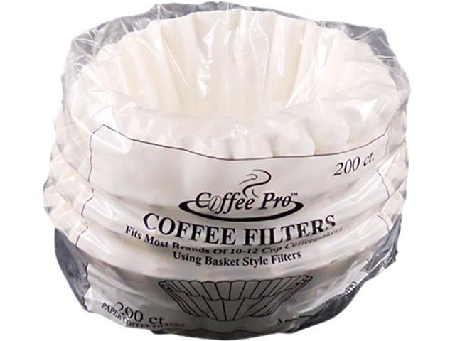 Coffee Pro CPF200 Basket Filters for Drip Coffeemakers 10 to 12 Cups White 200 Filters/Pack