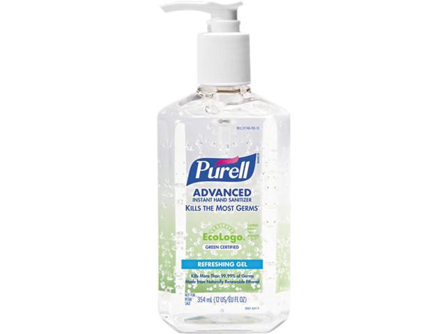 PURELL 3691-12 Green Certified Instant Hand Sanitizer Gel, 12 oz Pump Bottle, Clear