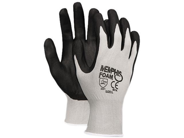Memphis 9673L Economy Foam Nitrile Gloves Large Gray/Black Dozen