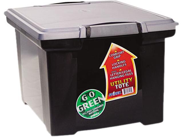 Portable File Tote W/locking Handle Storage Box, Letter/legal, Black/silver