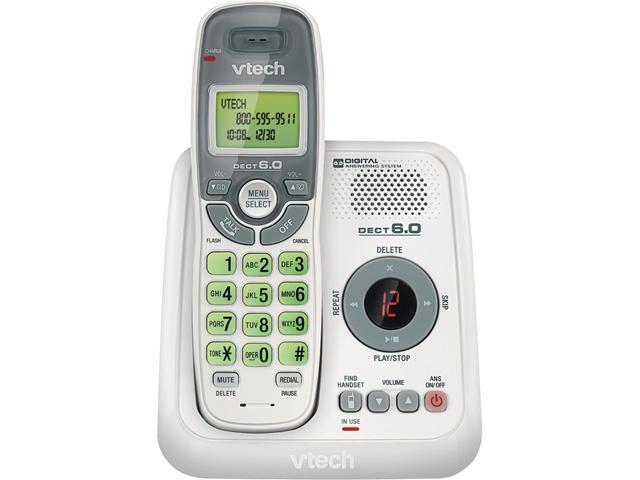 VTech CS6124 DECT 6.0 Cordless Phone with Answering System and Caller ID/Call Waiting, White with 1 Handset