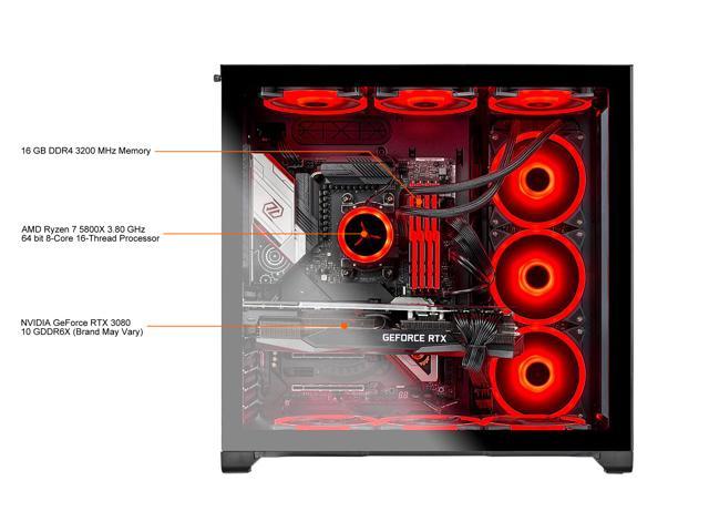 NeweggBusiness - Skytech PRISM II Gaming PC Desktop - AMD Ryzen 7 5800X,  RTX 3080 10GB GDDR6X, 16GB DDR4 3200, 1TB Gen4 SSD, RGB Fans, AC Wi-Fi, Windows  11 Home 64-bit, Black