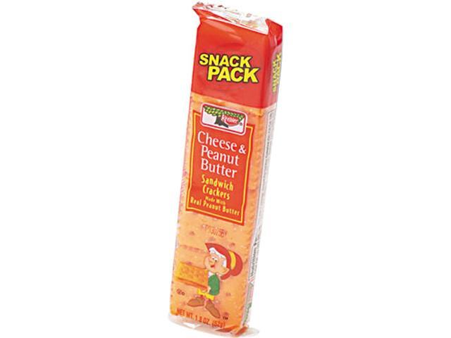 Keebler 21165 Sandwich Crackers Cheese & Peanut Butter 8-Piece Snack Pack 12 Packs/Box