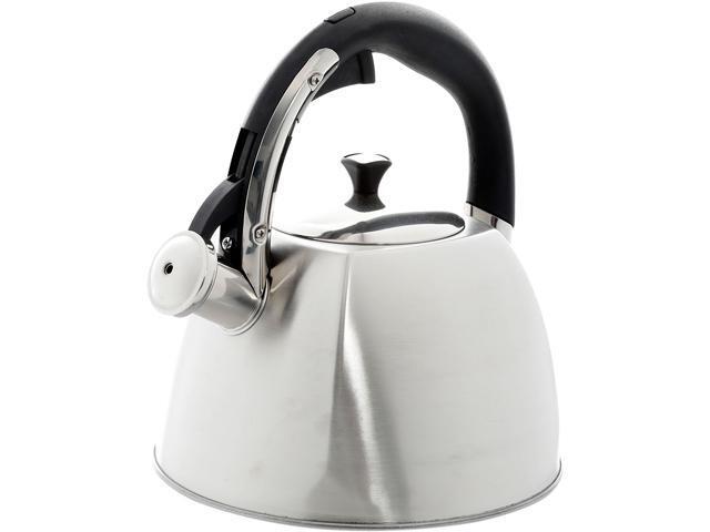MR COFFEE 11192901 Belgrove 25-Quart Whistling Tea Square Kettle Brushed Silver
