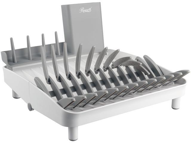 Open Box - Rosewill Foldable Dish Drying Rack and Dual Soap Dispenser with Adjustable Sponge Holder Sink Caddy (RHDR-19001)