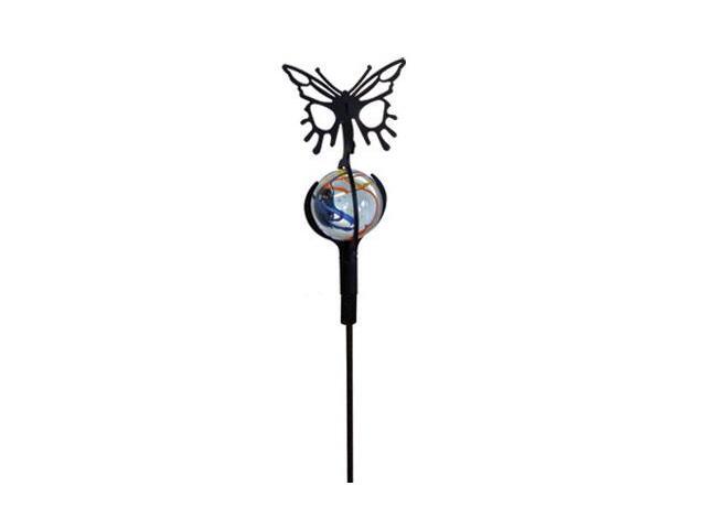 Village Wrought Iron MGS-B-38 Butterfly with Marble Ball Garden Stake
