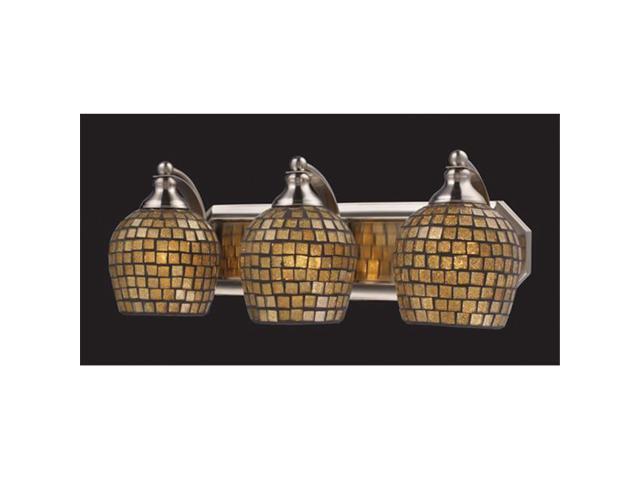 Elk Lighting Vanity 3 Light Vanity Satin Nickel & Gold Mosaic Glass - 570-3N-GLD