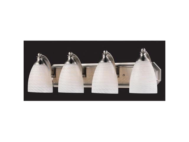 Elk Lighting Vanity 4 Light Vanity Satin Nickel & White Swirl Glass - 570-4N-WS