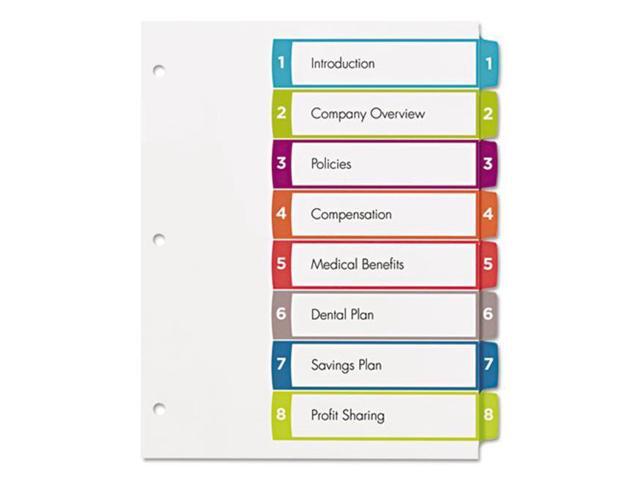 Avery-Dennison 11841 Ready Index Table Of Contents Dividers 1-8 Letter