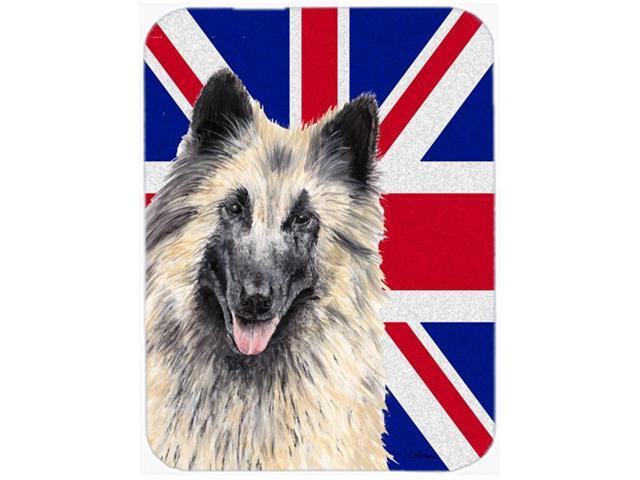 Belgian Tervuren with English Union Jack British Flag Glass Cutting Board Large Size SC9849LCB