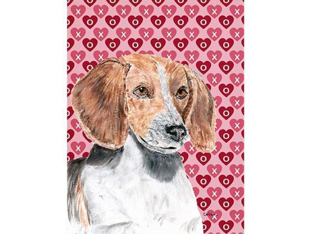 Carolines Treasures SC9565GF English Foxhound Valentines Love Flag Garden Size