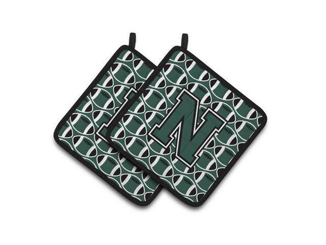 Carolines Treasures CJ1071-NPTHD Letter N Football Green & White Pair of Pot Holders 75 x 3 x 75 in