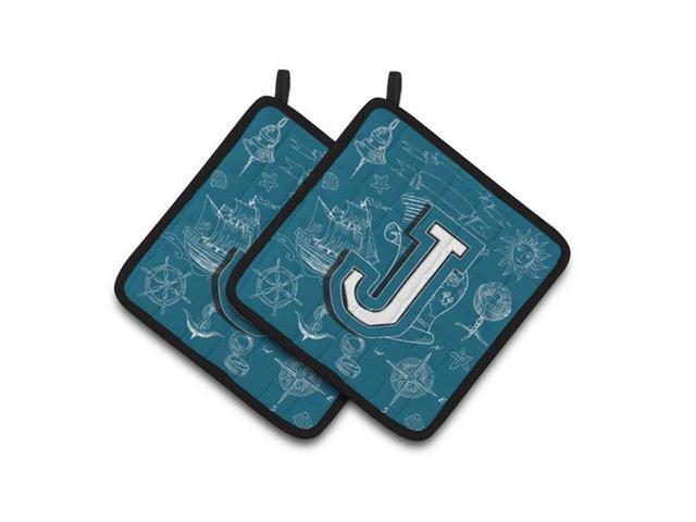 Carolines Treasures CJ2014-JPTHD Letter J Sea Doodles Initial Alphabet Pair of Pot Holders 75 x 3 x 75 in