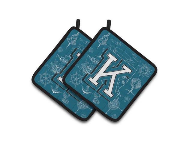Carolines Treasures CJ2014-KPTHD Letter K Sea Doodles Initial Alphabet Pair of Pot Holders 75 x 3 x 75 in