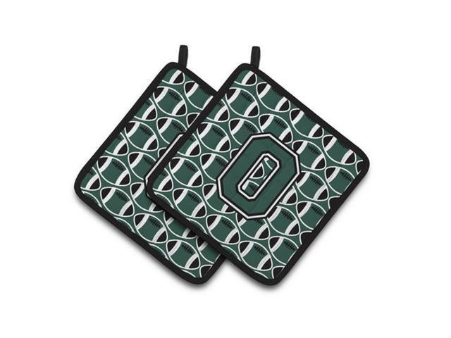 Carolines Treasures CJ1071-OPTHD Letter O Football Green & White Pair of Pot Holders 75 x 3 x 75 in