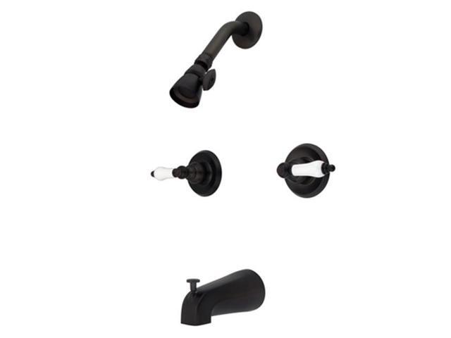 Kingston Brass KB245PL Two Handle Tub & Shower Faucet with Decor Lever Handle Oil Rubbed Bronze