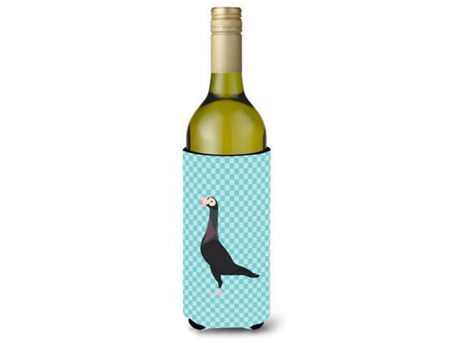English Carrier Pigeon Blue Check Wine Bottle Beverge Insulator Hugger BB8119LITERK