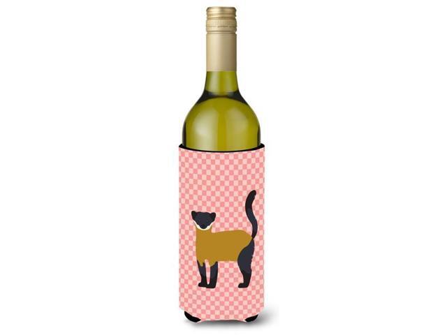 Yellow-Throated Marten Pink Check Wine Bottle Beverge Insulator Hugger BB7874LITERK