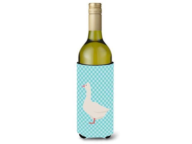 Roman Goose Blue Check Wine Bottle Beverge Insulator Hugger BB8072LITERK