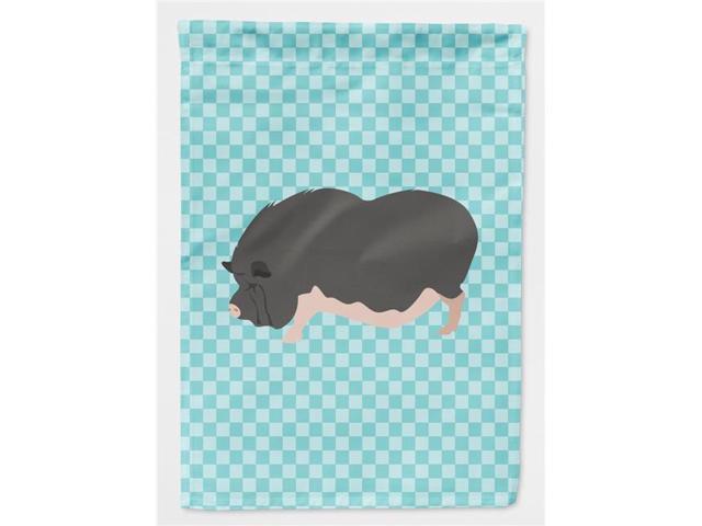 Vietnamese Pot-Bellied Pig Blue Check Flag Garden Size BB8115GF
