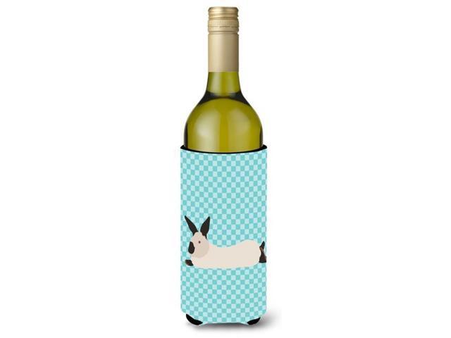 California White Rabbit Blue Check Wine Bottle Beverge Insulator Hugger BB8141LITERK