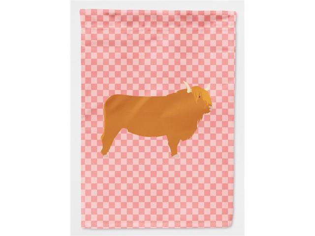 Highland Cow Pink Check Flag Garden Size BB7820GF