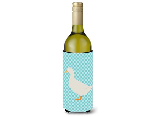 American Pekin Duck Blue Check Wine Bottle Beverge Insulator Hugger BB8034LITERK