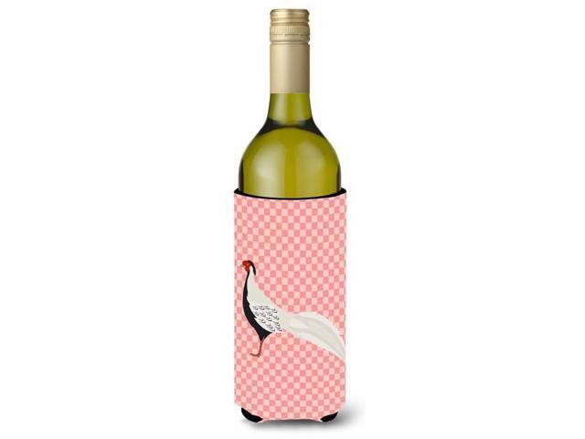 Silver Pheasant Pink Check Wine Bottle Beverge Insulator Hugger BB7929LITERK