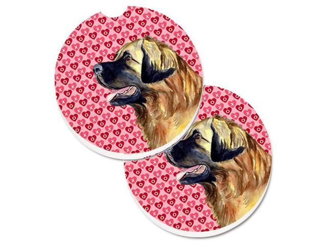 Carolines Treasures LH9168CARC Leonberger Hearts Love & Valentines Day Portrait Set of 2 Cup Holder Car Coaster