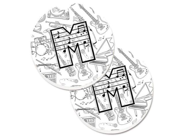 Carolines Treasures CJ2007-MCARC Letter M Musical Note Letters Set of 2 Cup Holder Car Coaster