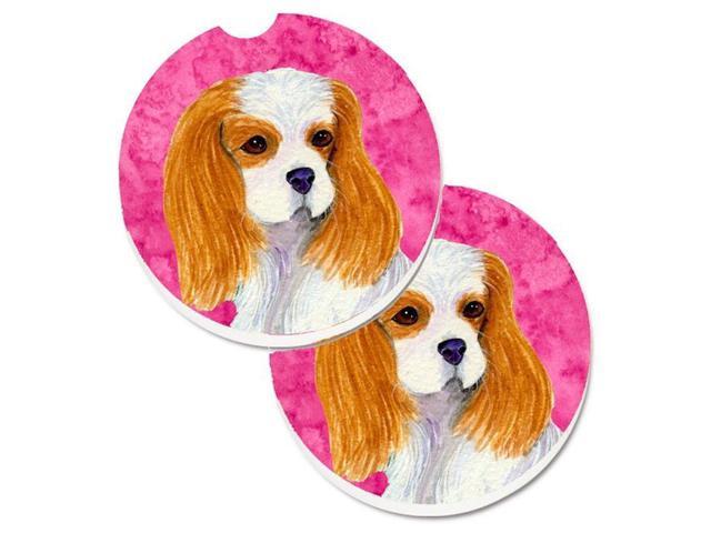 Carolines Treasures SS4803-PKCARC Pink Cavalier Spaniel Set of 2 Cup Holder Car Coaster