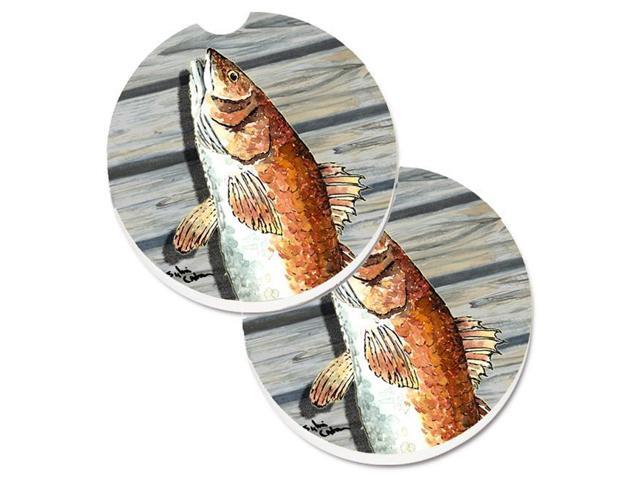 Carolines Treasures 8489CARC Red Fish Set of 2 Cup Holder Car Coaster