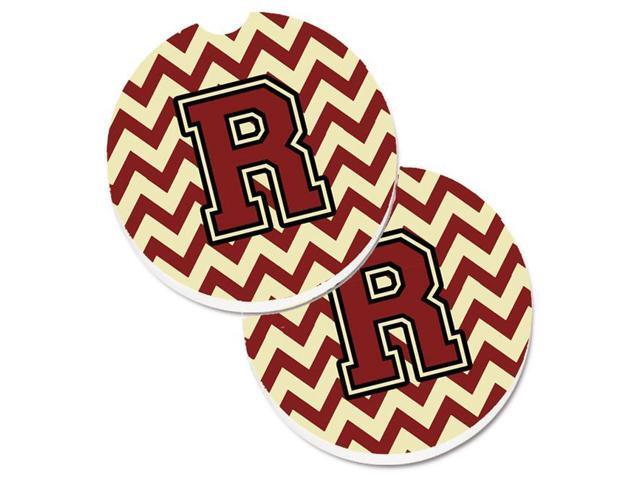 Carolines Treasures CJ1061-RCARC Letter R Chevron Maroon & Gold Set of 2 Cup Holder Car Coaster