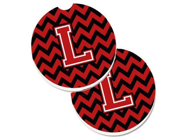 Carolines Treasures CJ1047-LCARC Letter L Chevron Black & Red Set of 2 Cup Holder Car Coaster