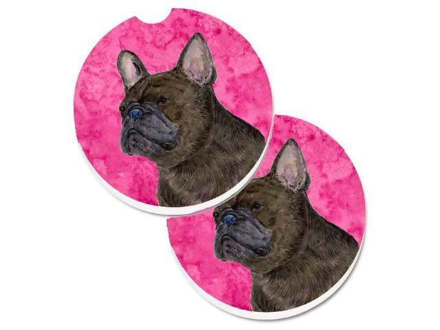 Carolines Treasures SS4795-PKCARC Pink French Bulldog Set of 2 Cup Holder Car Coaster