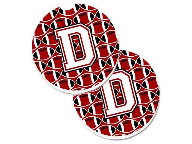 Carolines Treasures CJ1082-DCARC Letter D Football Cardinal & White Set of 2 Cup Holder Car Coaster