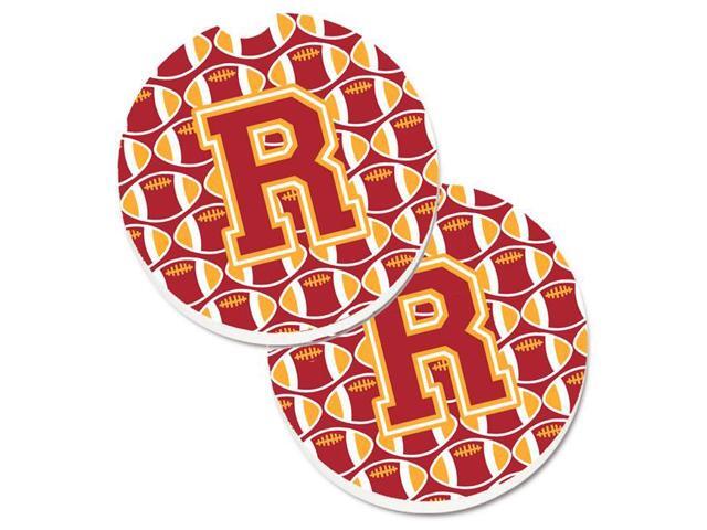 Carolines Treasures CJ1070-RCARC Letter R Football Cardinal & Gold Set of 2 Cup Holder Car Coaster