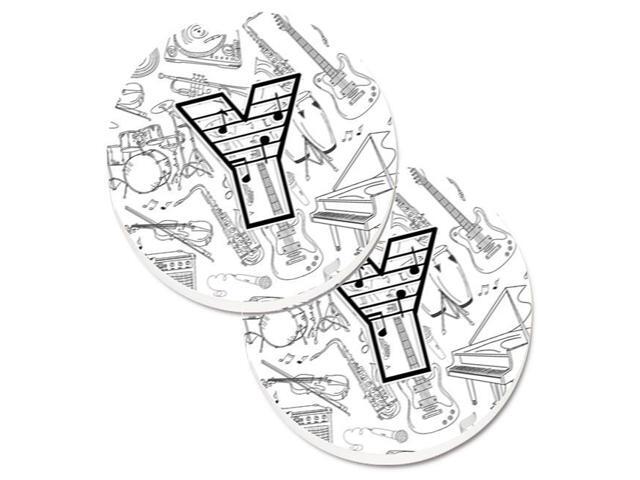 Carolines Treasures CJ2007-YCARC Letter Y Musical Note Letters Set of 2 Cup Holder Car Coaster