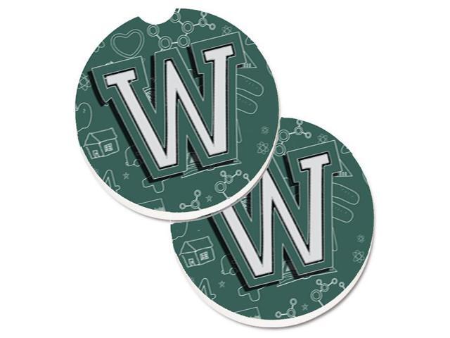 Carolines Treasures CJ2010-WCARC Letter W Back to School Initial Set of 2 Cup Holder Car Coaster