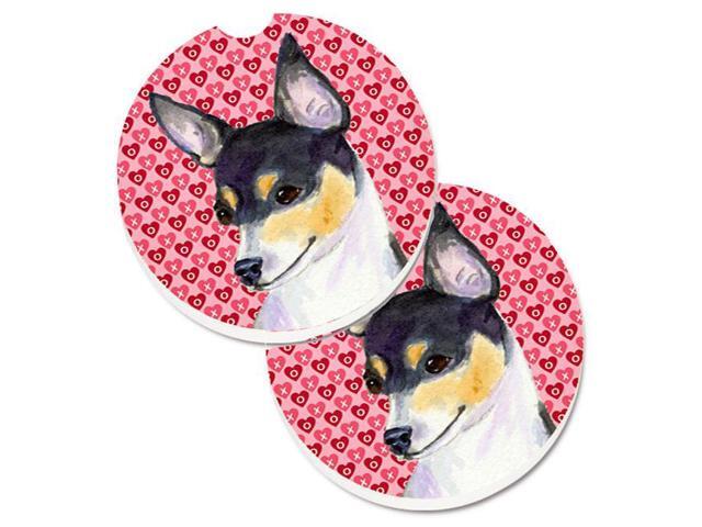 Carolines Treasures SS4518CARC Chihuahua Hearts Love & Valentines Day Portrait Set of 2 Cup Holder Car Coaster