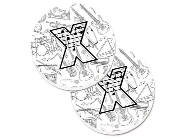 Carolines Treasures CJ2007-XCARC Letter X Musical Note Letters Set of 2 Cup Holder Car Coaster