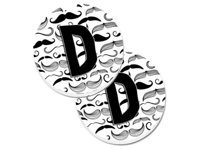 Carolines Treasures CJ2009-DCARC Letter D Moustache Initial Set of 2 Cup Holder Car Coaster