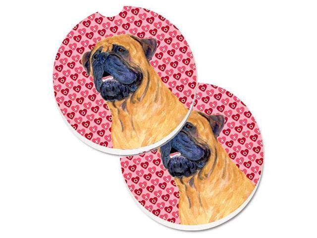 Carolines Treasures SS4520CARC Mastiff Hearts Love & Valentines Day Portrait Set of 2 Cup Holder Car Coaster