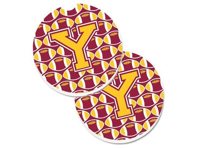 Carolines Treasures CJ1081-YCARC Letter Y Football Maroon & Gold Set of 2 Cup Holder Car Coaster