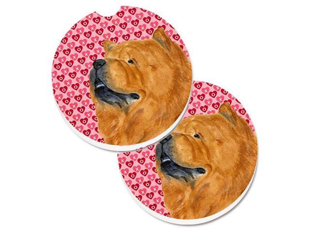 Carolines Treasures SS4502CARC Chow Chow Hearts Love & Valentines Day Portrait Set of 2 Cup Holder Car Coaster