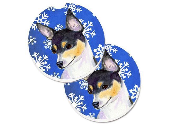 Carolines Treasures SS4656CARC Chihuahua Winter Snowflakes Holiday Set of 2 Cup Holder Car Coaster