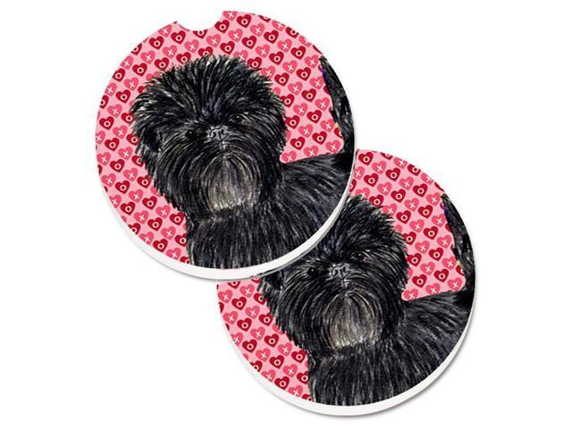 Carolines Treasures SS4511CARC Affenpinscher Hearts Love & Valentines Day Portrait Set of 2 Cup Holder Car Coaster